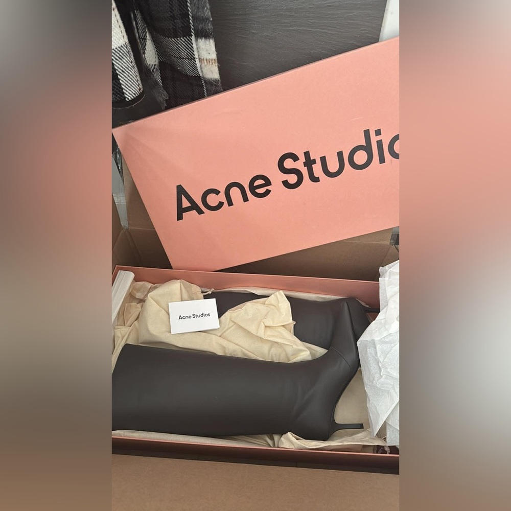 ACNE STUDIOS Anthracite Leather knee-high boots 37